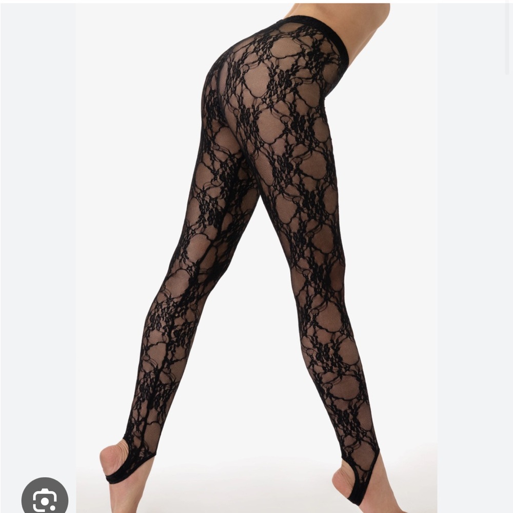 American apparel floral stirrup tights/leggings in black